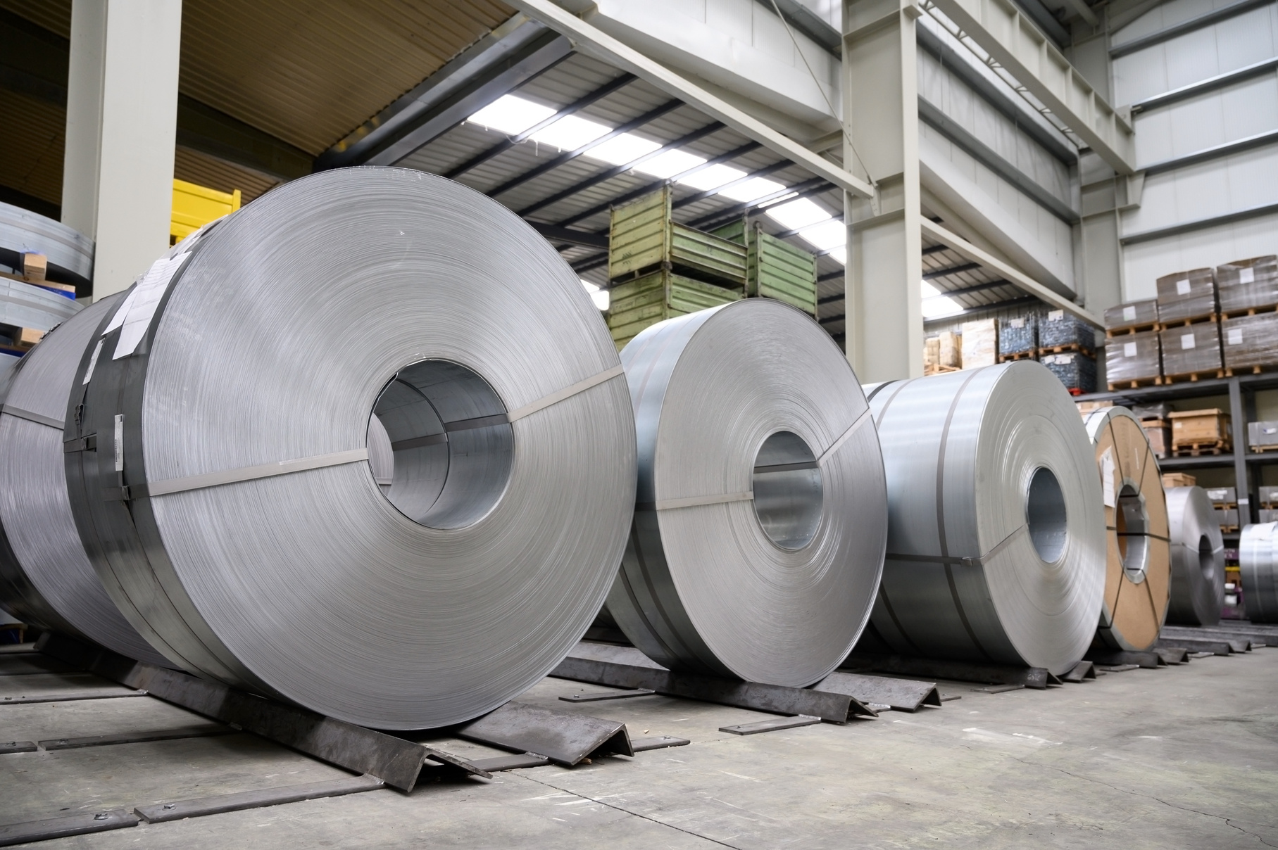 rolls of steel sheet in a plant, galvanized steel coil